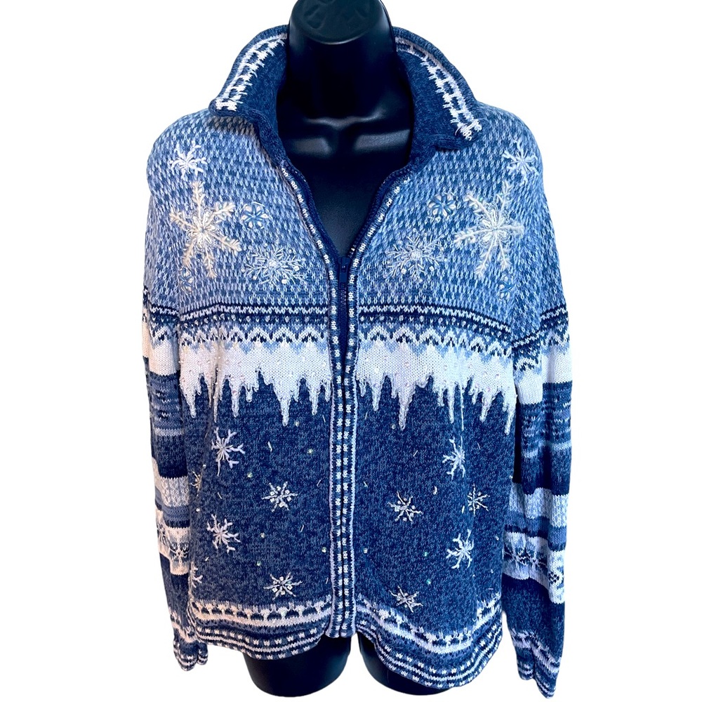 Heirloom Collectables Women’s Size M Zip Up Christmas Sweater